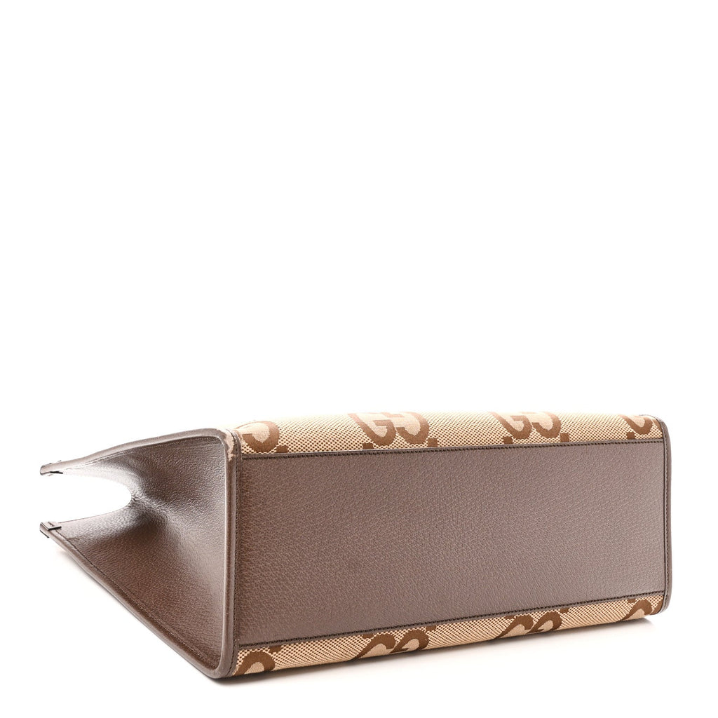 Monogram Jumbo GG Textured Dollar Calfskin Web Tote Bag Camel Ebony New Acero wholesalehk.shop