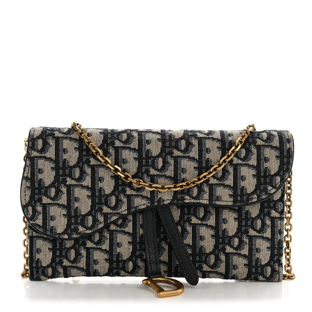Oblique Saddle Chain Long Wallet Blue wholesalehk.shop