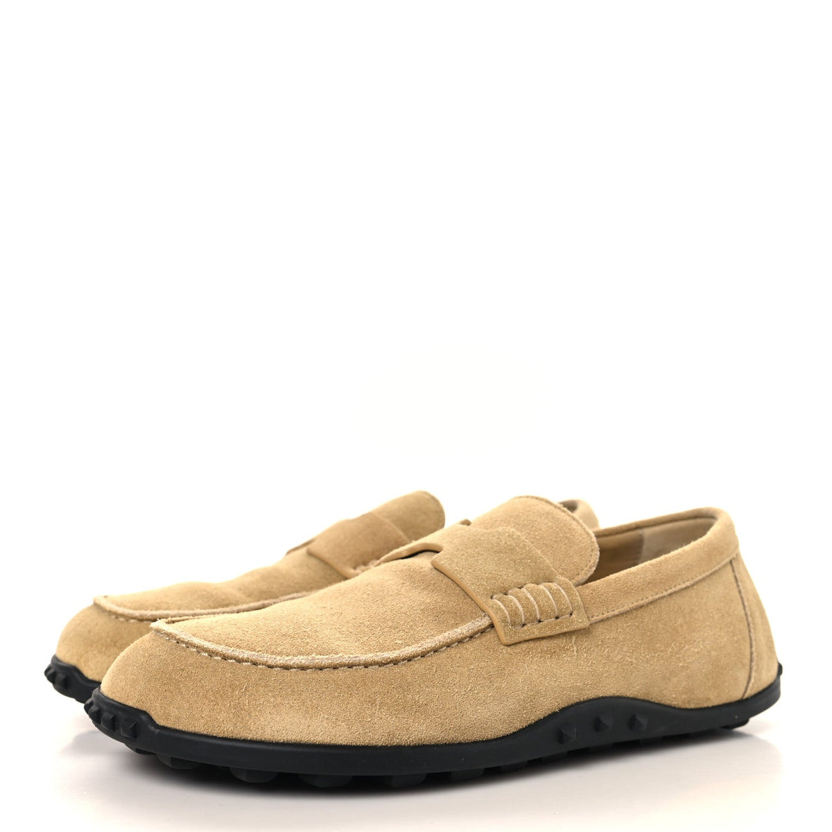 Suede Calfskin Womens Lazy Loafers 37 Beige Sable wholesalehk.shop