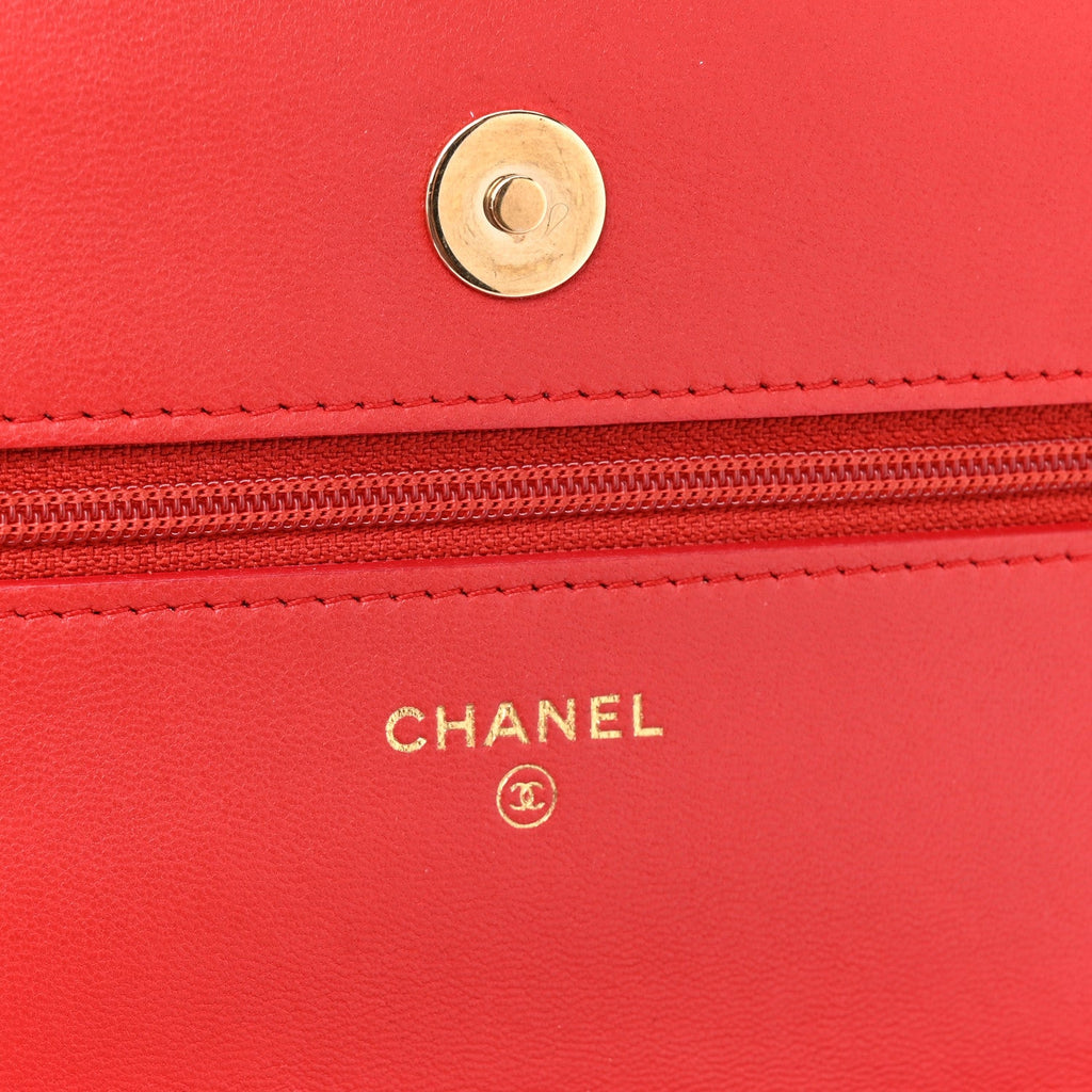 Lambskin Quilted Chain Around Wallet On Chain WOC Red wholesalehk.shop