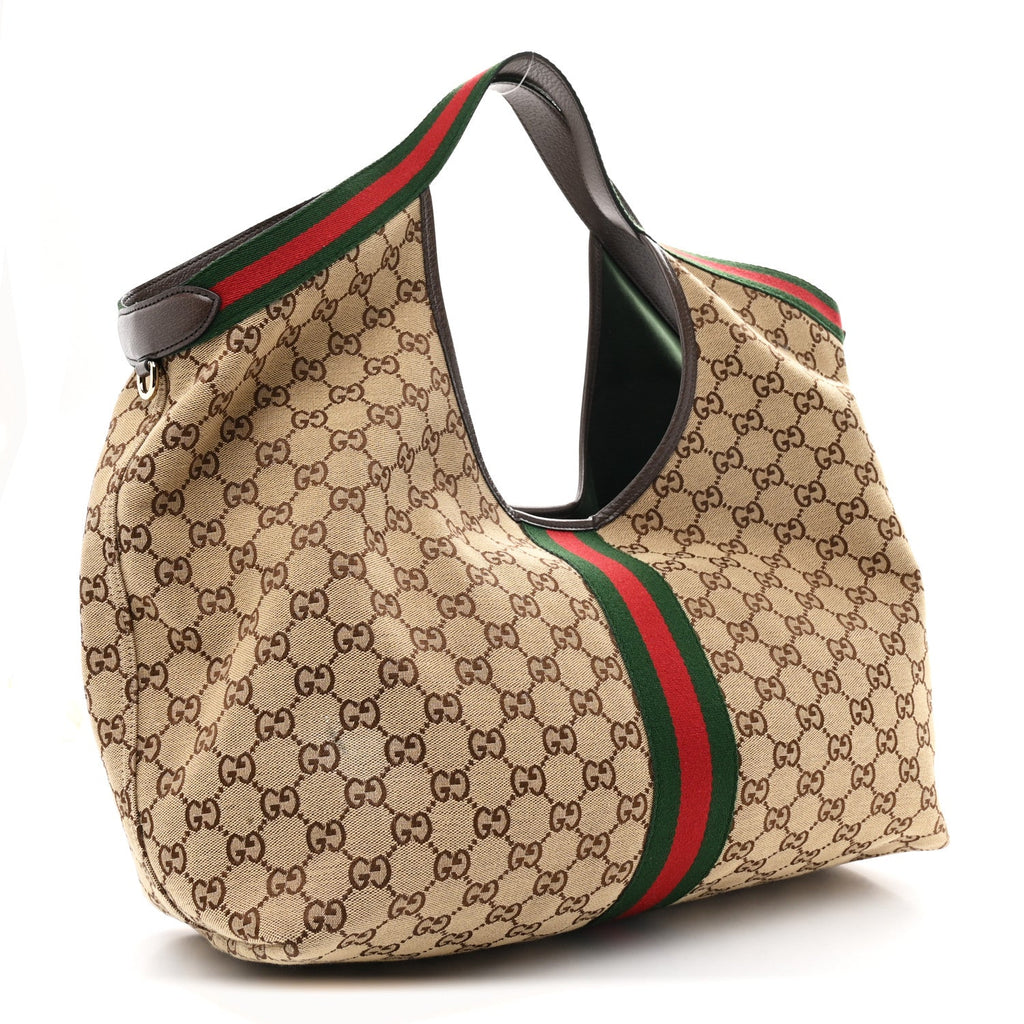GG Monogram Web Large Giglio Tote Beige Brown wholesalehk.shop