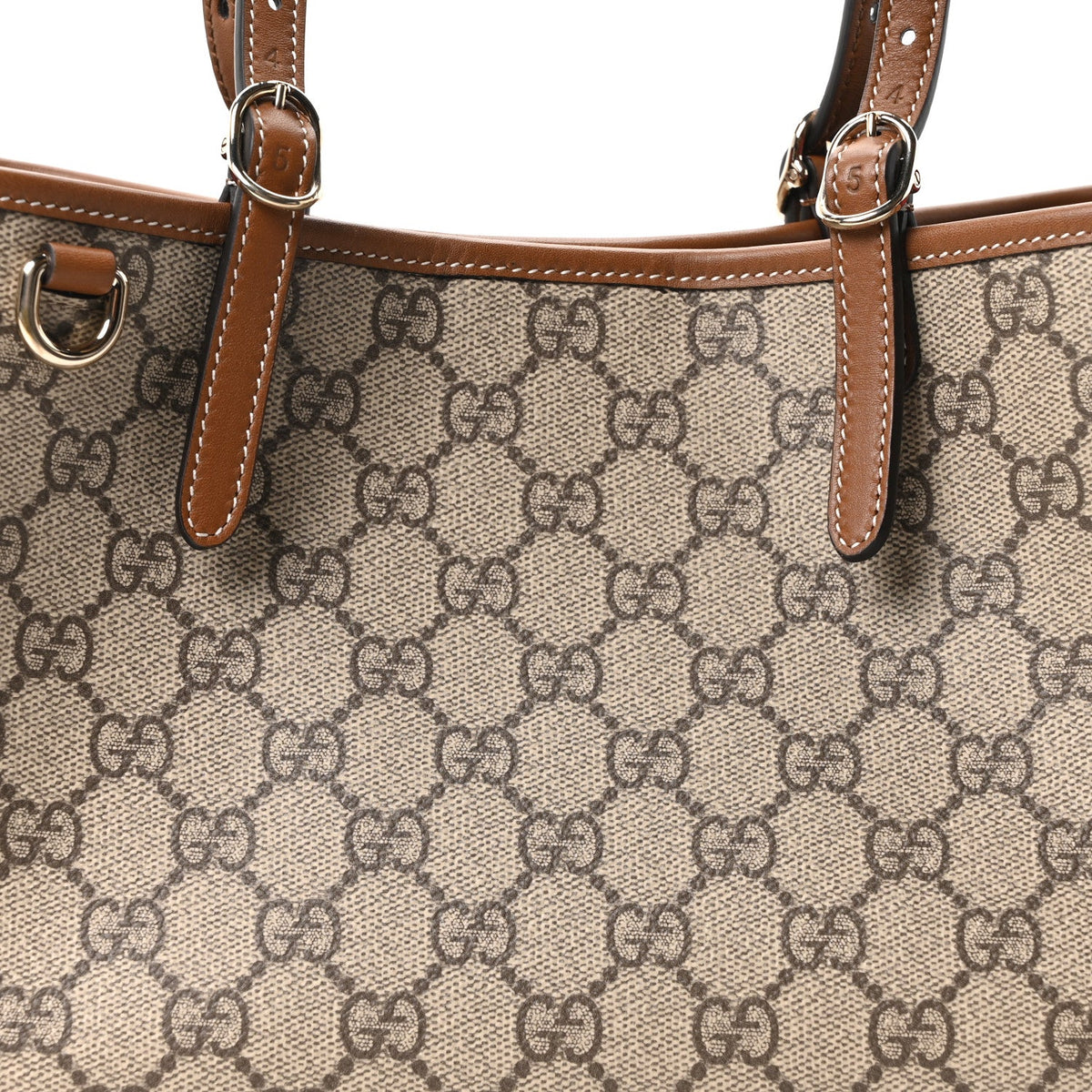 GG Supreme Monogram Emblem Medium Tote Bag Beige Dark Brown wholesalehk.shop