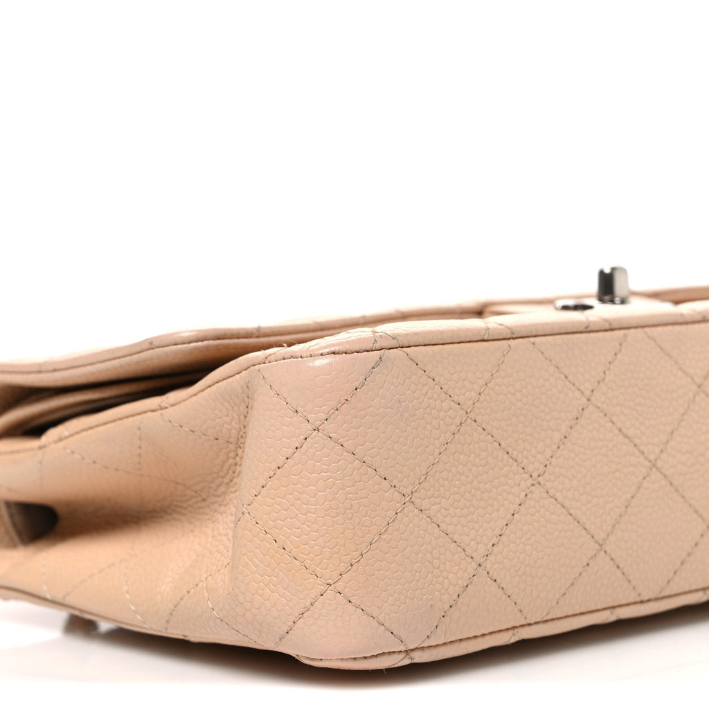 Caviar Quilted Medium Double Flap Beige wholesalehk.shop