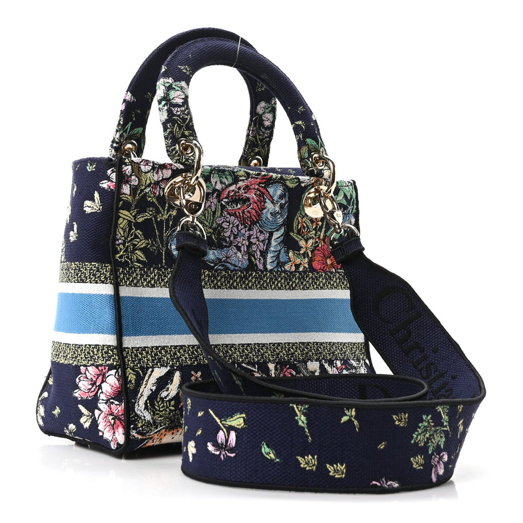 Canvas D-Constellation Embroidered Medium Lady D-Lite Bleu Multicolor wholesalehk.shop