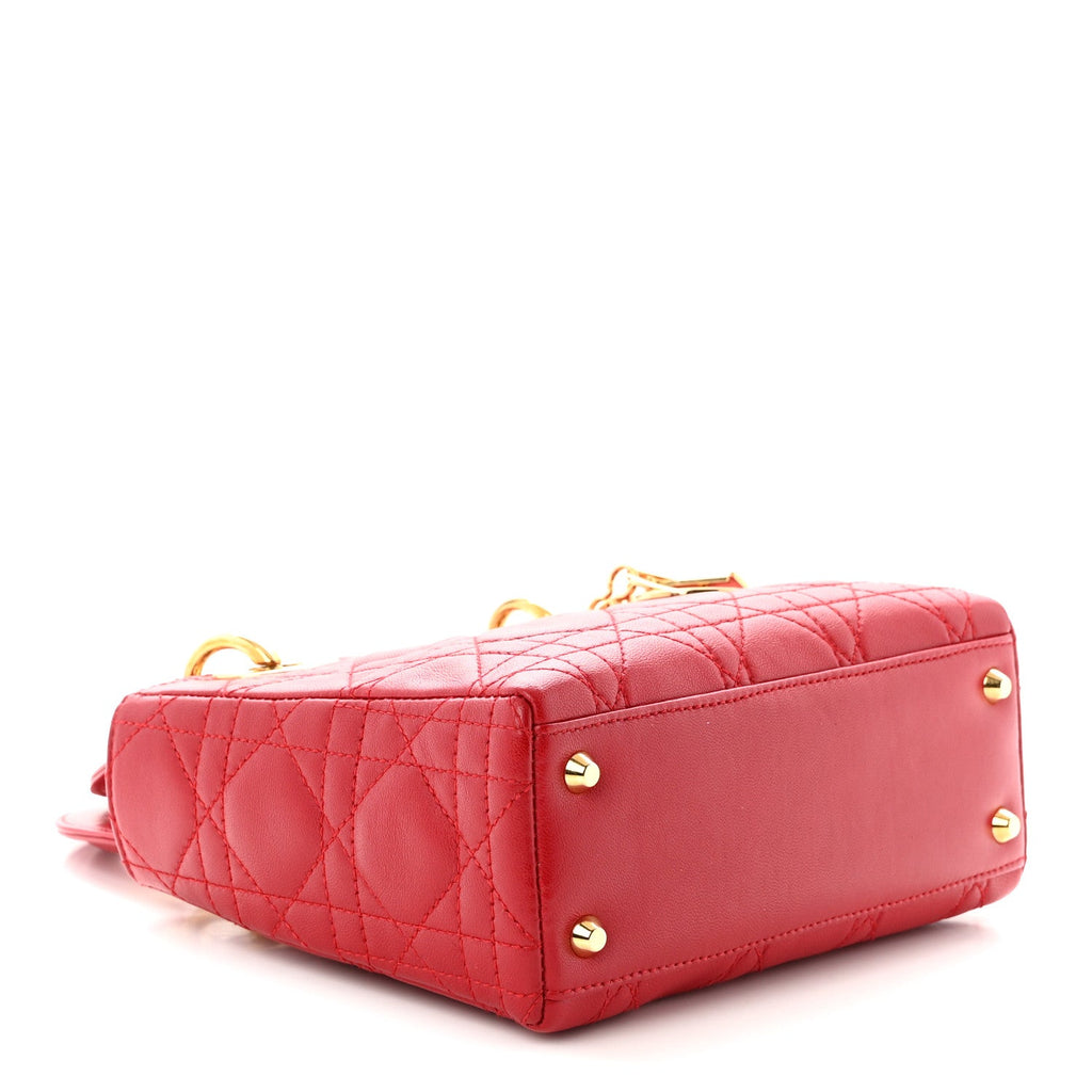 Lambskin Cannage Mini Lady Dior Red wholesalehk.shop