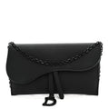 Ultra Matte Calfskin Saddle Chain Wallet Pouch Black wholesalehk.shop