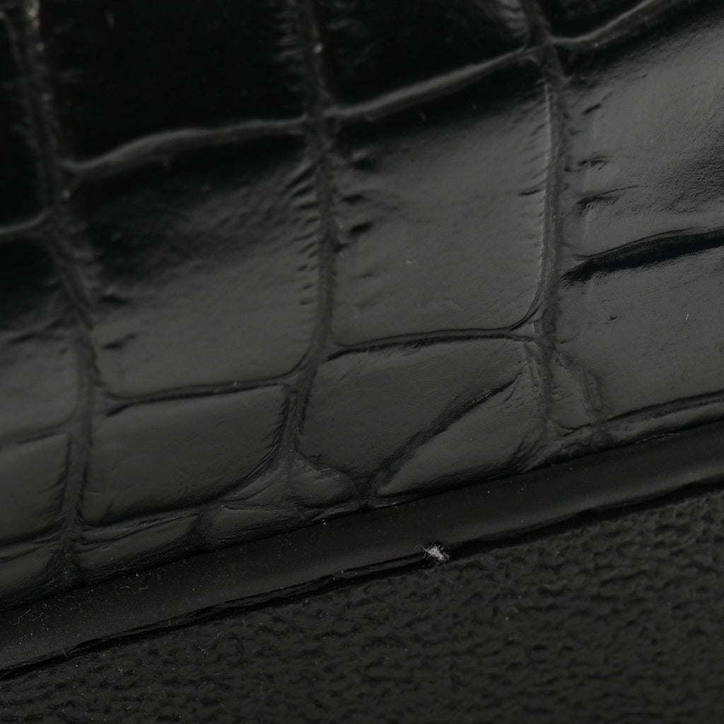 Calfskin Crocodile Embossed Frontrow Mens Sneakers 8 Black £¨ Direct shipment via from wholesalehk.shop