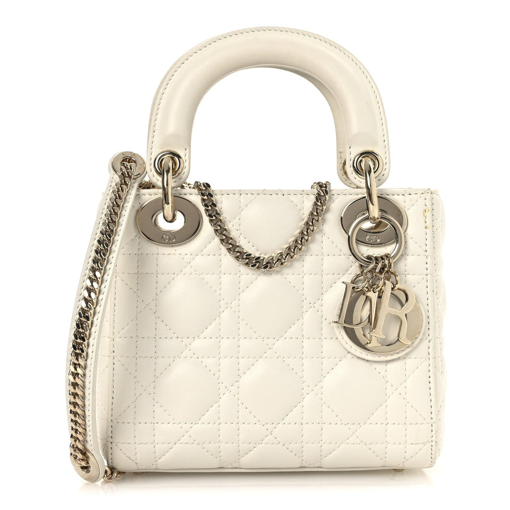 Lambskin Cannage Mini Lady Dior White wholesalehk.shop