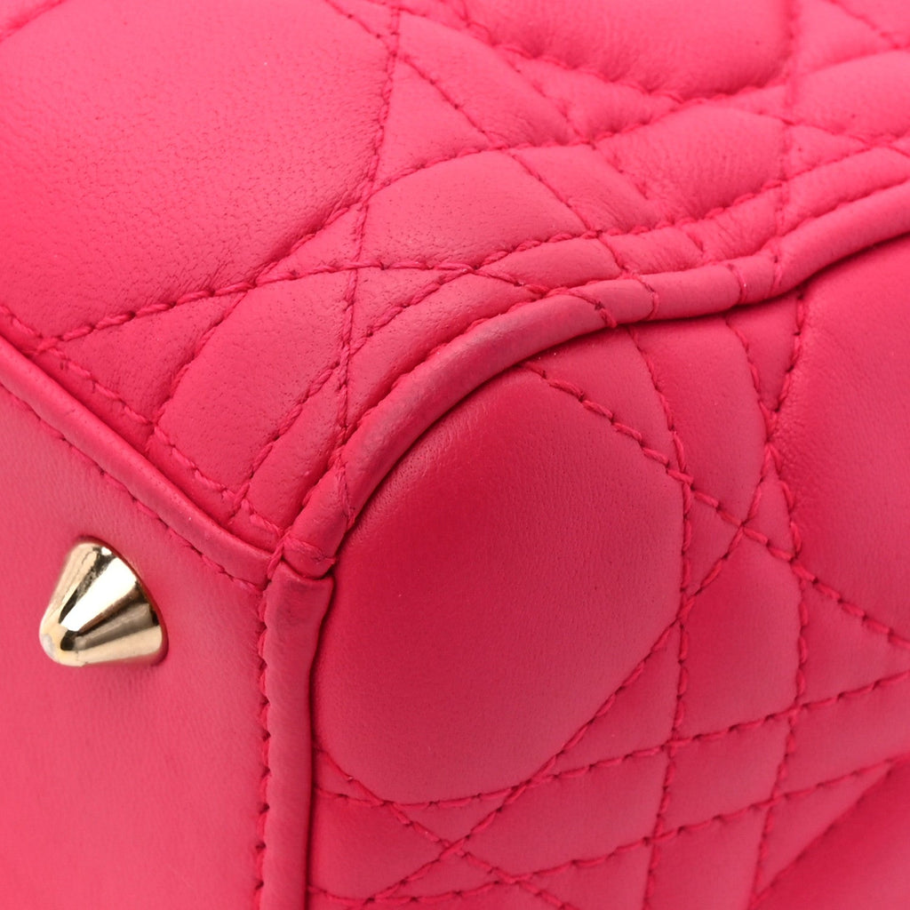 Lambskin Cannage Medium Lady Dior Fuchsia wholesalehk.shop