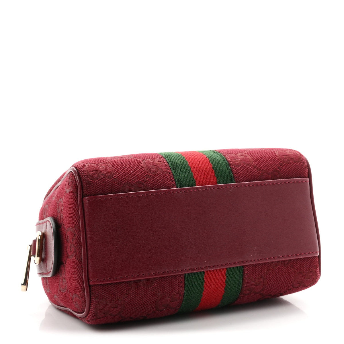 GG Supreme Monogram Textured Dollar Calfskin Web Super Mini Ophidia Top Handle Bowler Bag Rosso Ancora wholesalehk.shop