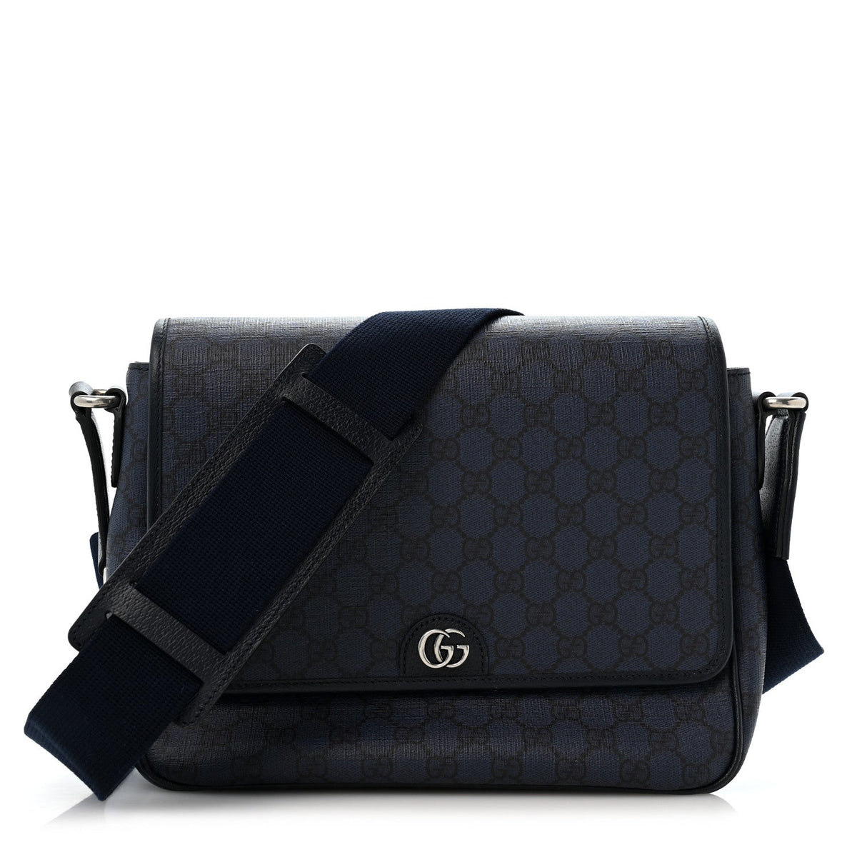 Tender GG Supreme Monogram Textured Dollar Calfskin Ophidia Messenger Bag Dark Blue wholesalehk.shop