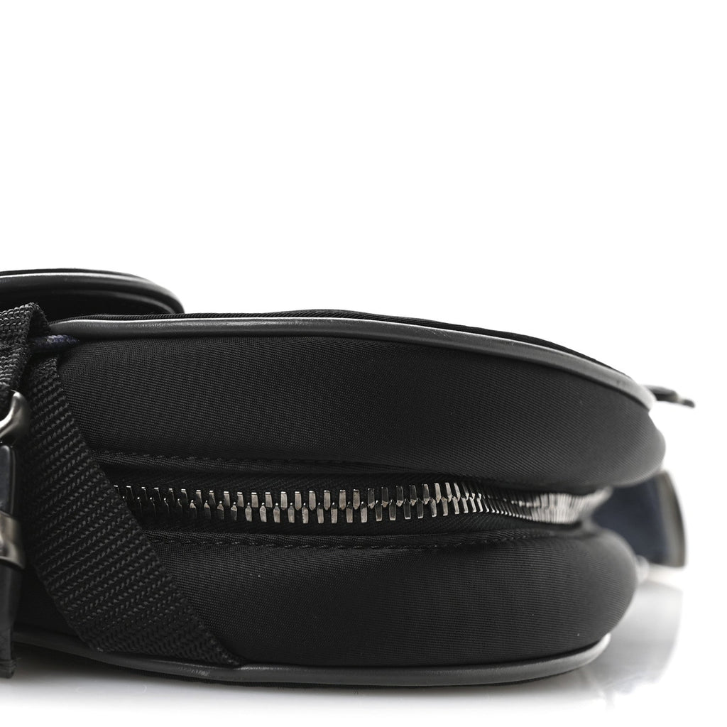X Sacai Grained Calfskin Technical Fabric Mens Saddle Bag Black wholesalehk.shop