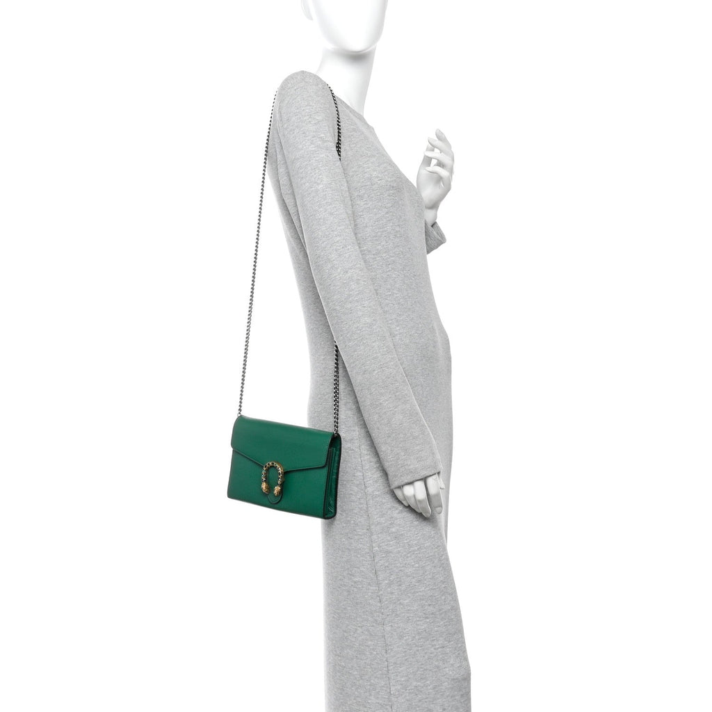 Calfskin Mini Dionysus Chain Wallet Emerald wholesalehk.shop