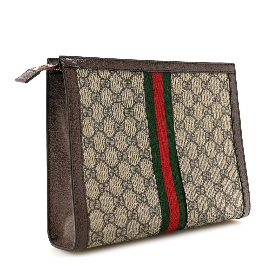 GG Supreme Monogram Web Ophidia Pouch Brown wholesalehk.shop