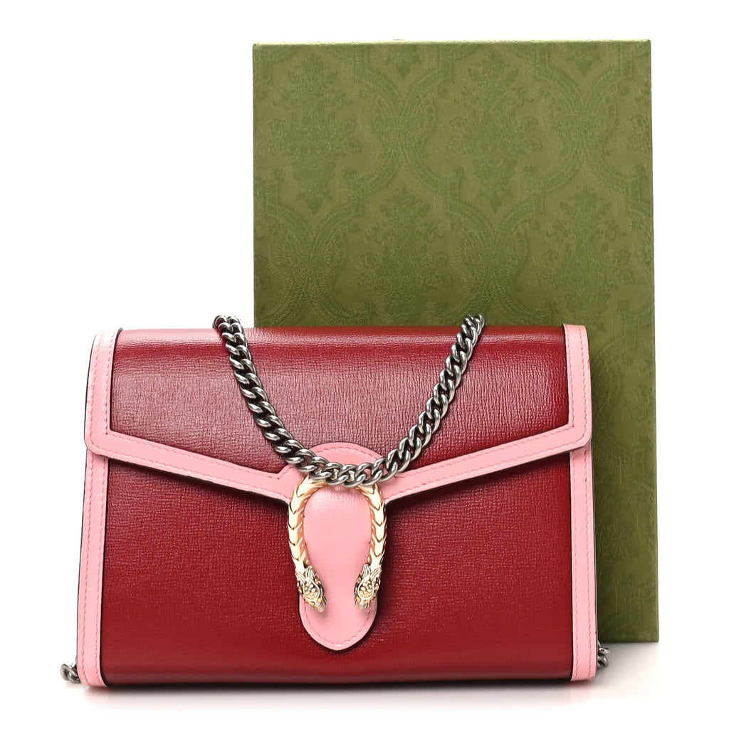 Azalea Calfskin Enamel Mini Dionysus Chain Wallet New Cherry Red Wild Rose Off White wholesalehk.shop