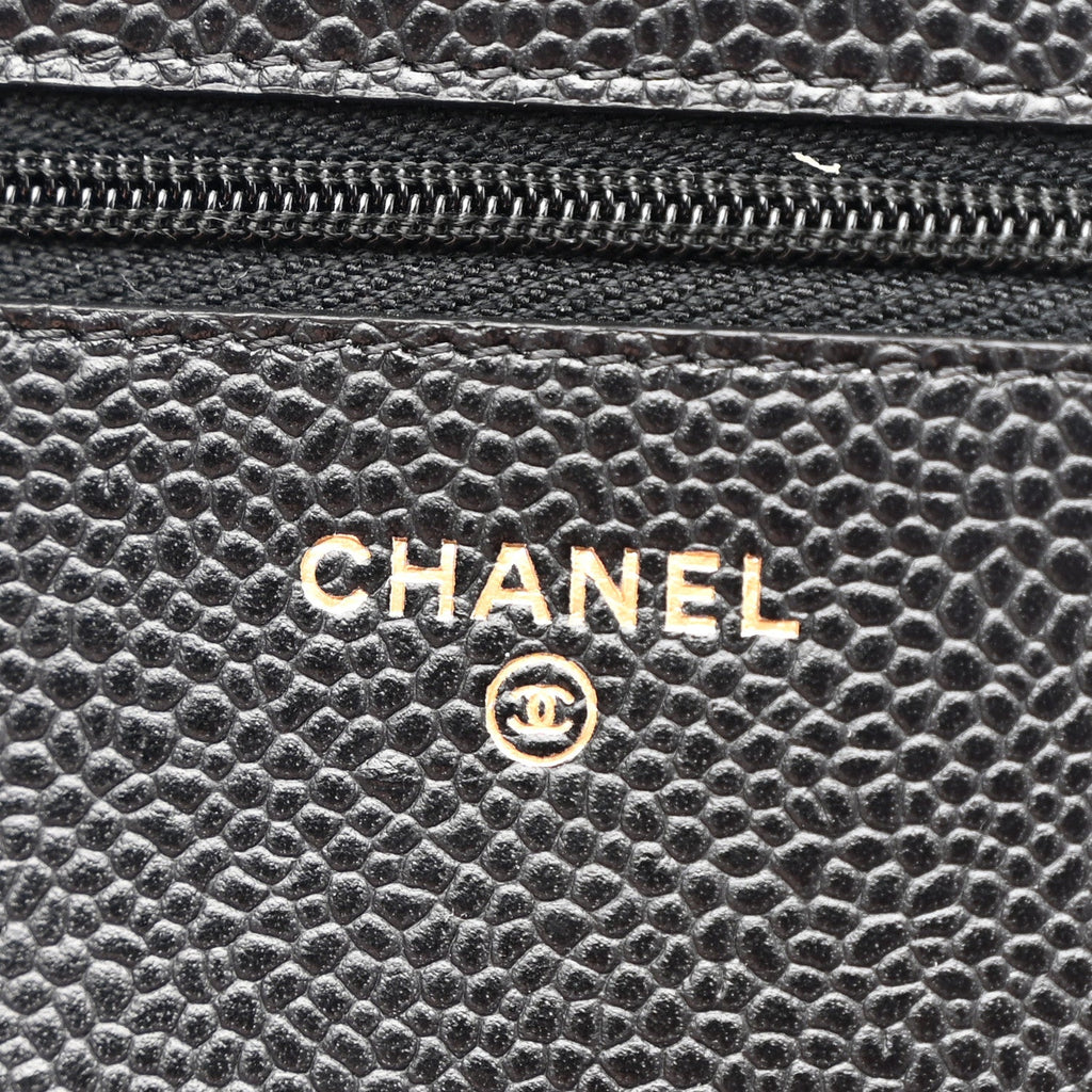 Caviar Quilted Wallet on Chain WOC Black wholesalehk.shop