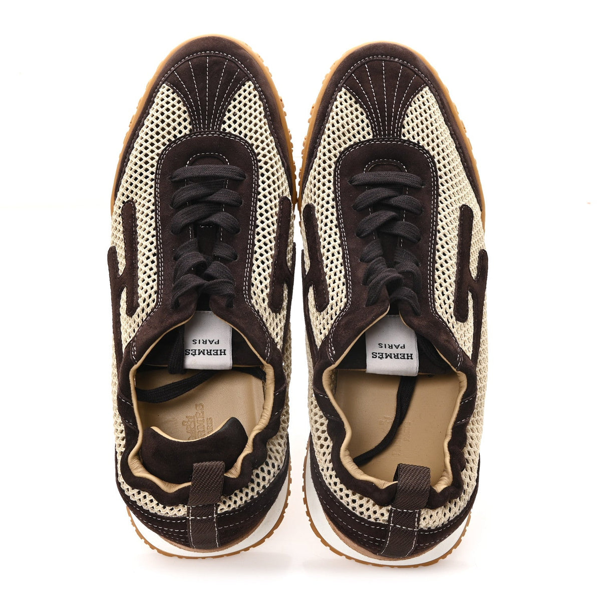 Crochet Knit Suede Goatskin Mens Jet Sneakers 44.5 Beige Lin Marron Ebene wholesalehk.shop