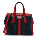 Suede Calfskin Web Small Ophidia Tote Bag New Blue Romantic Cherry wholesalehk.shop