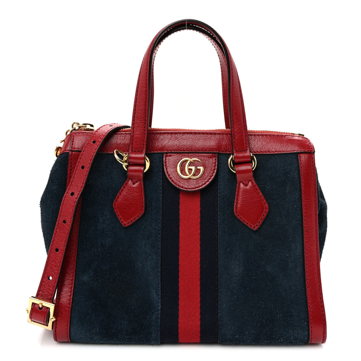 Suede Calfskin Web Small Ophidia Tote Bag New Blue Romantic Cherry wholesalehk.shop