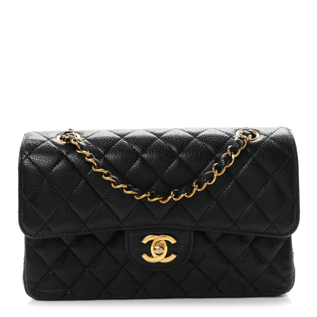 Caviar Quilted Small Double Flap Black wholesalehk.shop