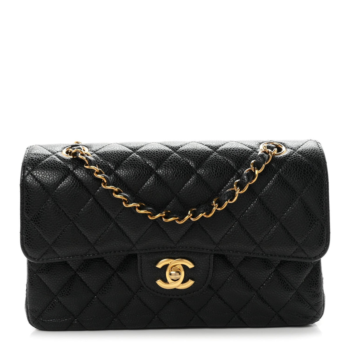 Caviar Quilted Small Double Flap Black wholesalehk.shop