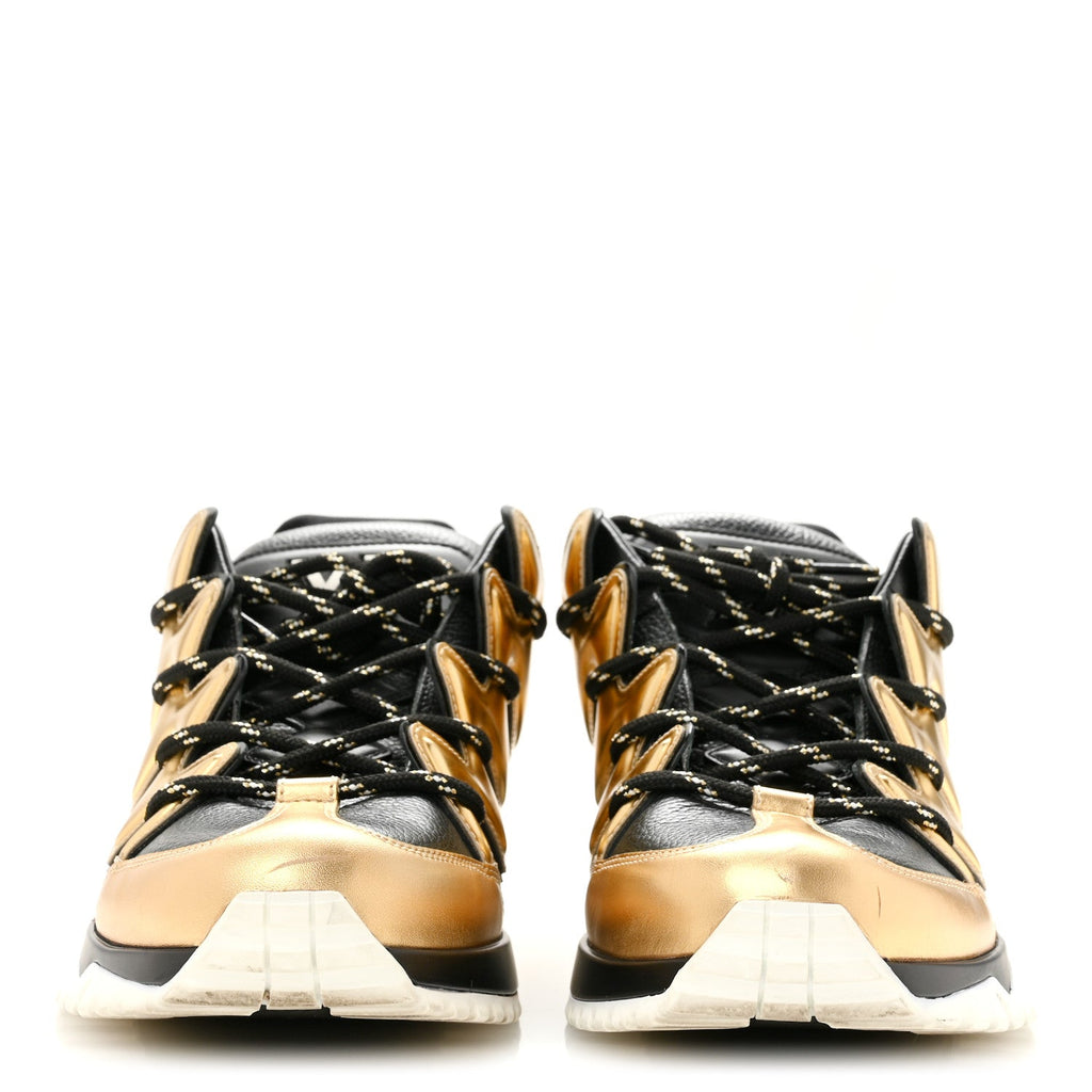 Calfskin Mens Zig Zag Sneakers 8 Black Gold £¨ Direct shipment via from wholesalehk.shop