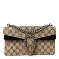 GG Supreme Monogram Suede Crystal Small Dionysus Shoulder Bag Beige Ebony Black wholesalehk.shop