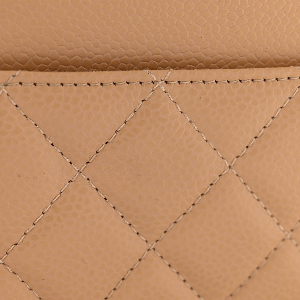 Caviar Quilted Wallet on Chain WOC Beige wholesalehk.shop