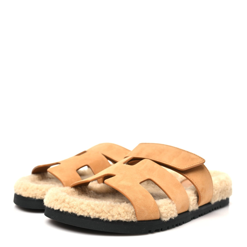 Suede Goatskin Woolskin Womens Chypre Sandals 39 Golden Beige wholesalehk.shop