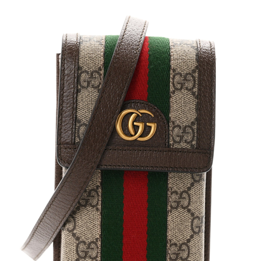 GG Supreme Monogram Web Ophidia Phone Crossbody Bag Beige New Acero wholesalehk.shop