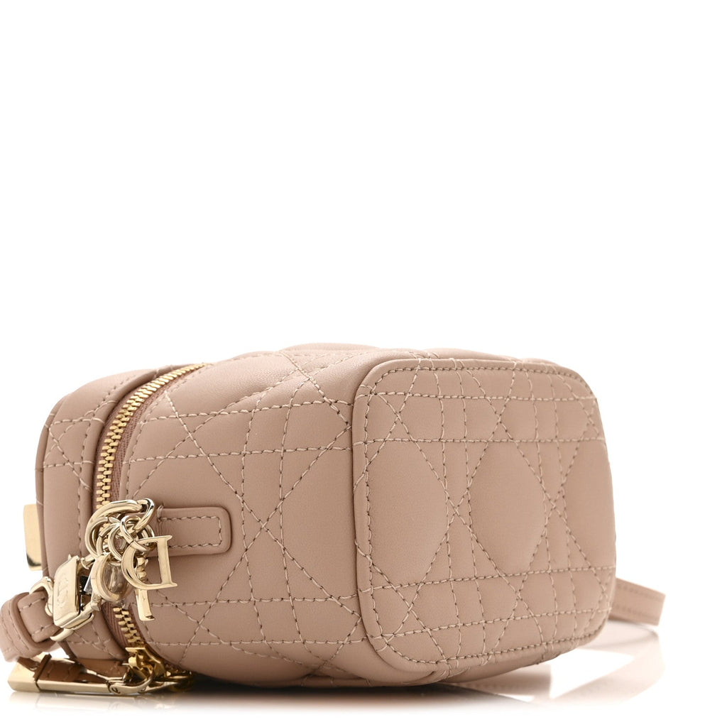 Lambskin Cannage Micro Lady Dior Vanity Case Rose Des Vents wholesalehk.shop