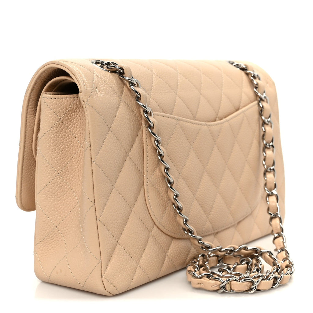 Caviar Quilted Medium Double Flap Beige wholesalehk.shop