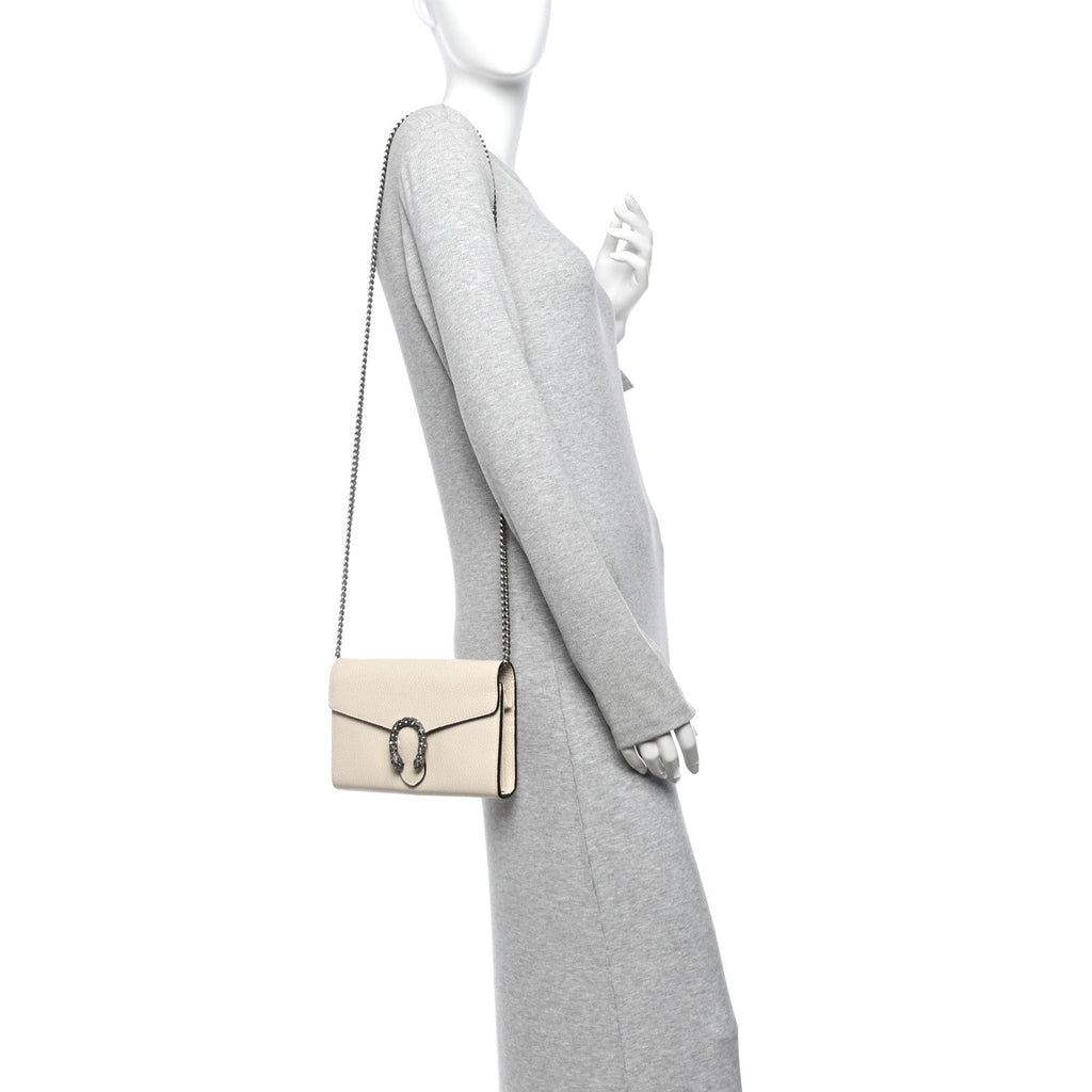 Dollar Calfskin Mini Dionysus Chain Wallet Mystic White wholesalehk.shop