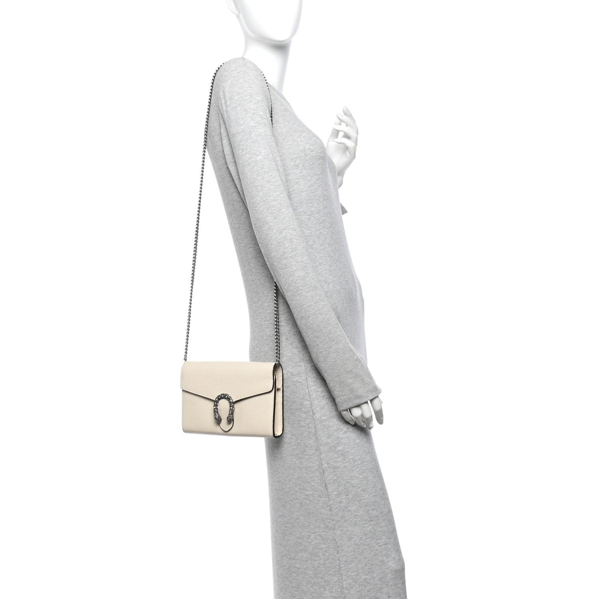 Dollar Calfskin Mini Dionysus Chain Wallet Mystic White wholesalehk.shop