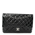 Patent Quilted Jumbo Double Flap Black wholesalehk.shop