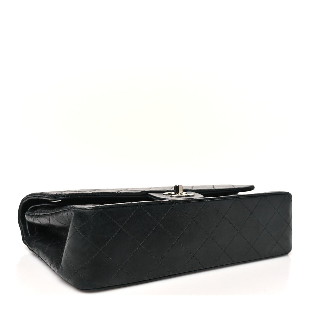 Lambskin Quilted Medium Double Flap Black wholesalehk.shop
