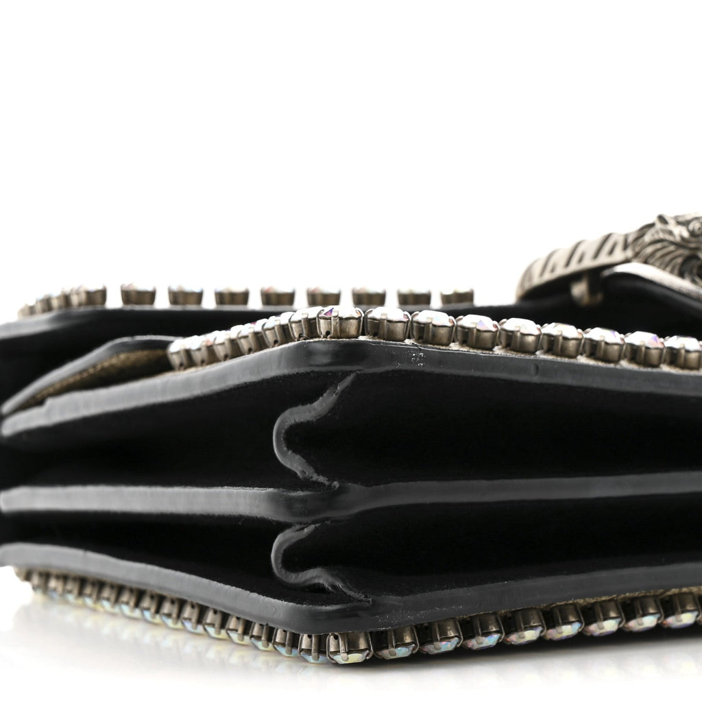 GG Supreme Monogram Crystal Small Dionysus Shoulder Bag Black wholesalehk.shop