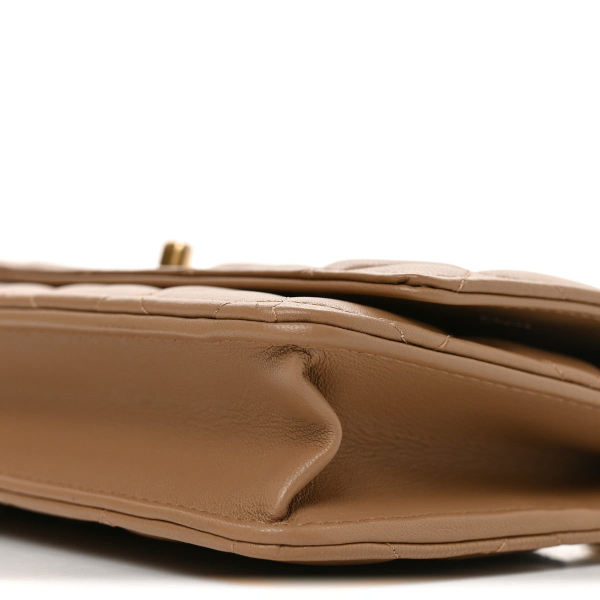 Lambskin Quilted CC Pearl Crush Wallet on Chain WOC Beige wholesalehk.shop