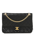 Lambskin Quilted Small Double Flap Black wholesalehk.shop