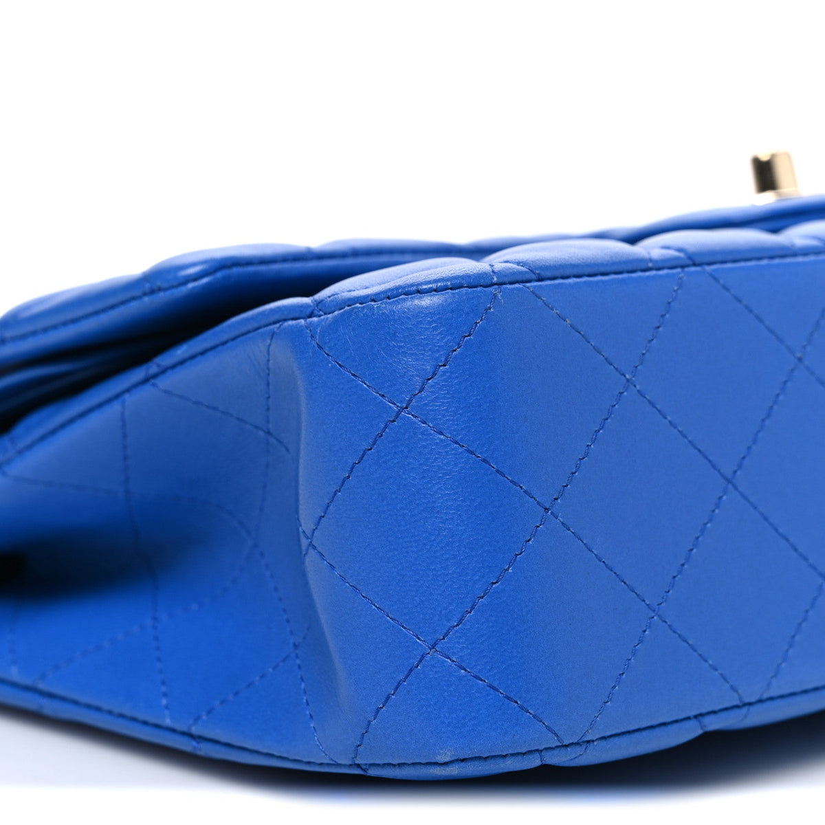 Lambskin Quilted Medium Double Flap Blue wholesalehk.shop