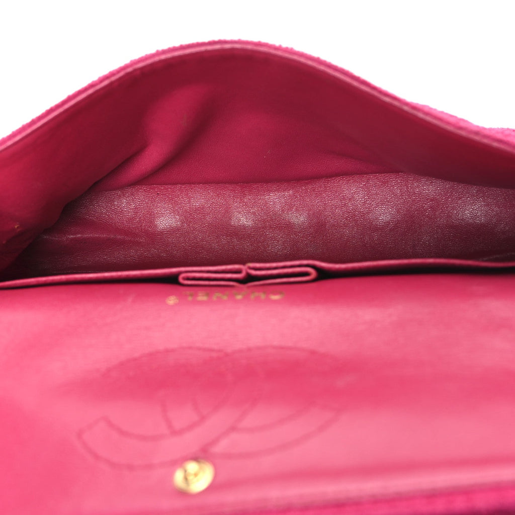 Tweed Quilted Medium Double Flap Fuchsia wholesalehk.shop