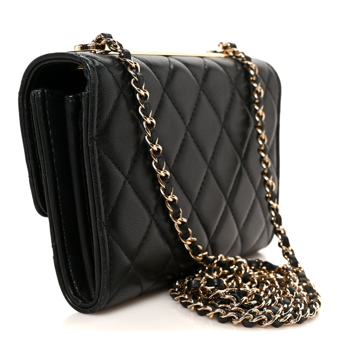 Lambskin Quilted Trendy CC Chain Clutch WOC Black wholesalehk.shop
