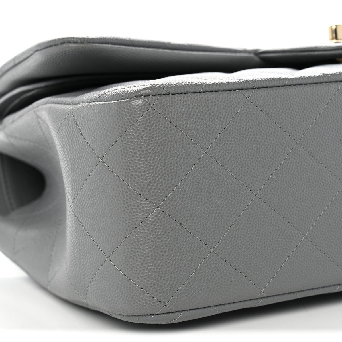 Caviar Quilted Jumbo Double Flap Grey wholesalehk.shop