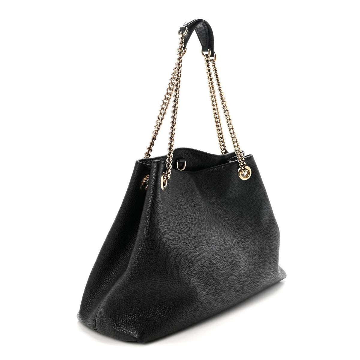 Pebbled Calfskin Medium Soho Chain Shoulder Bag Black wholesalehk.shop
