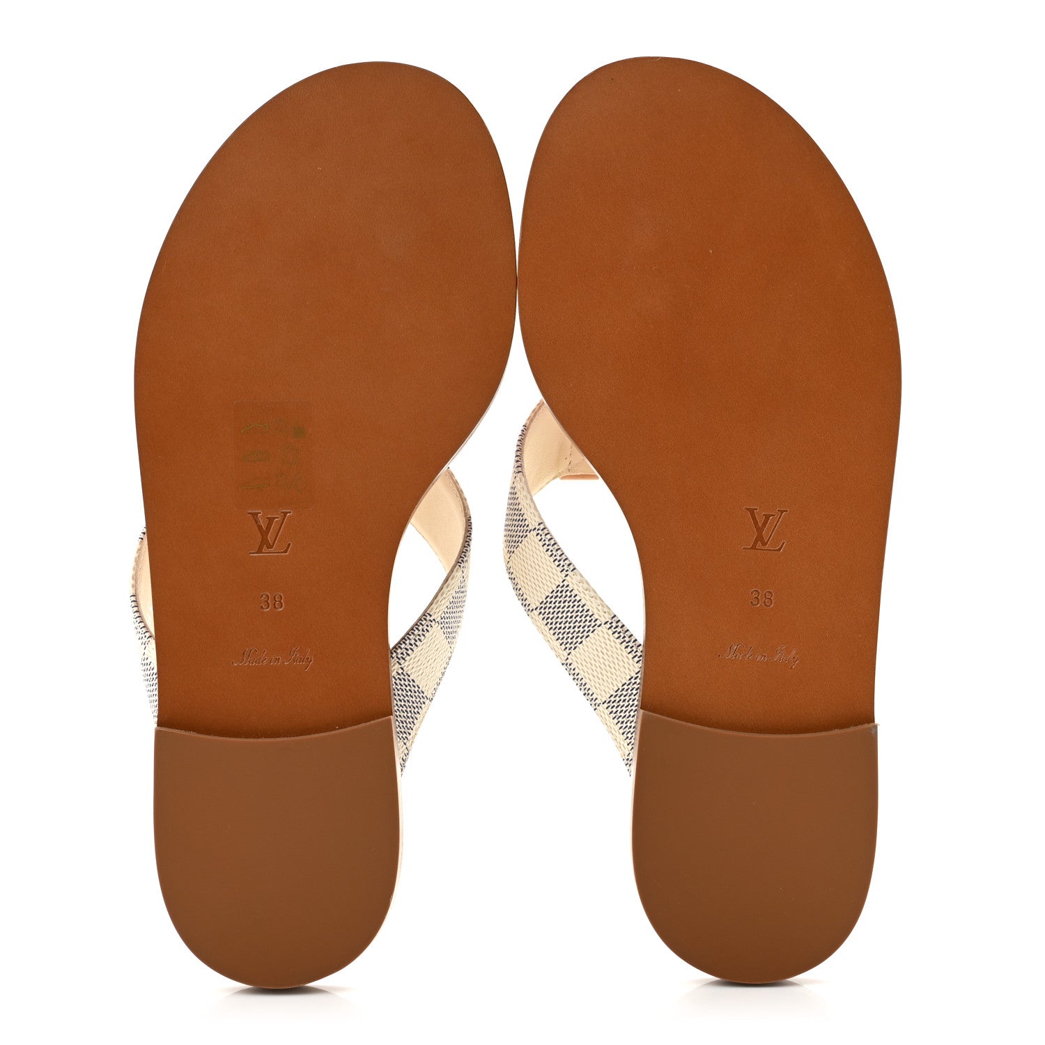 Damier Azur Sunny Flat Thong Sandals 38 £¨ Direct shipment via from wholesalehk.shop