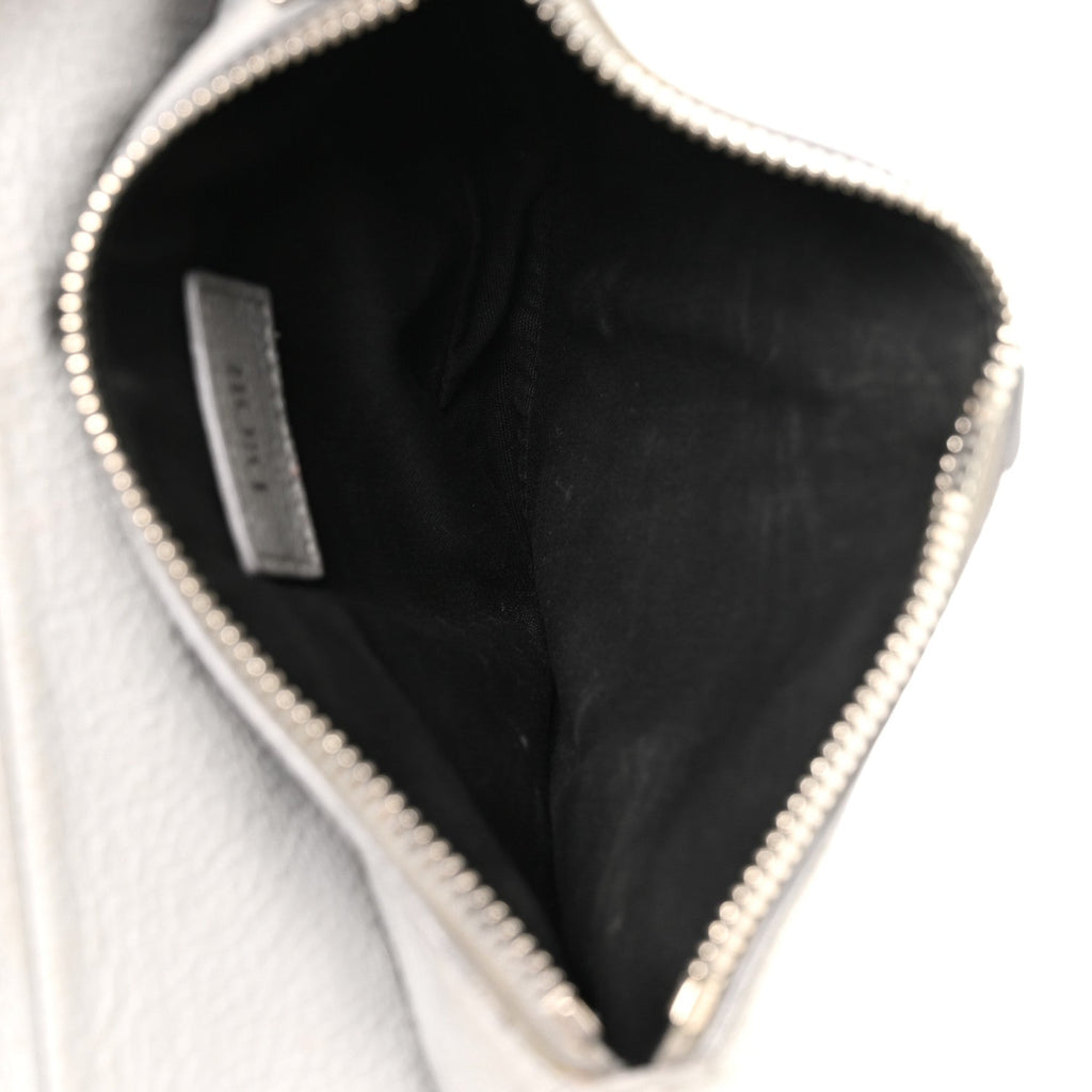 Grained Calfskin Mens Mini Saddle Bag Gray wholesalehk.shop