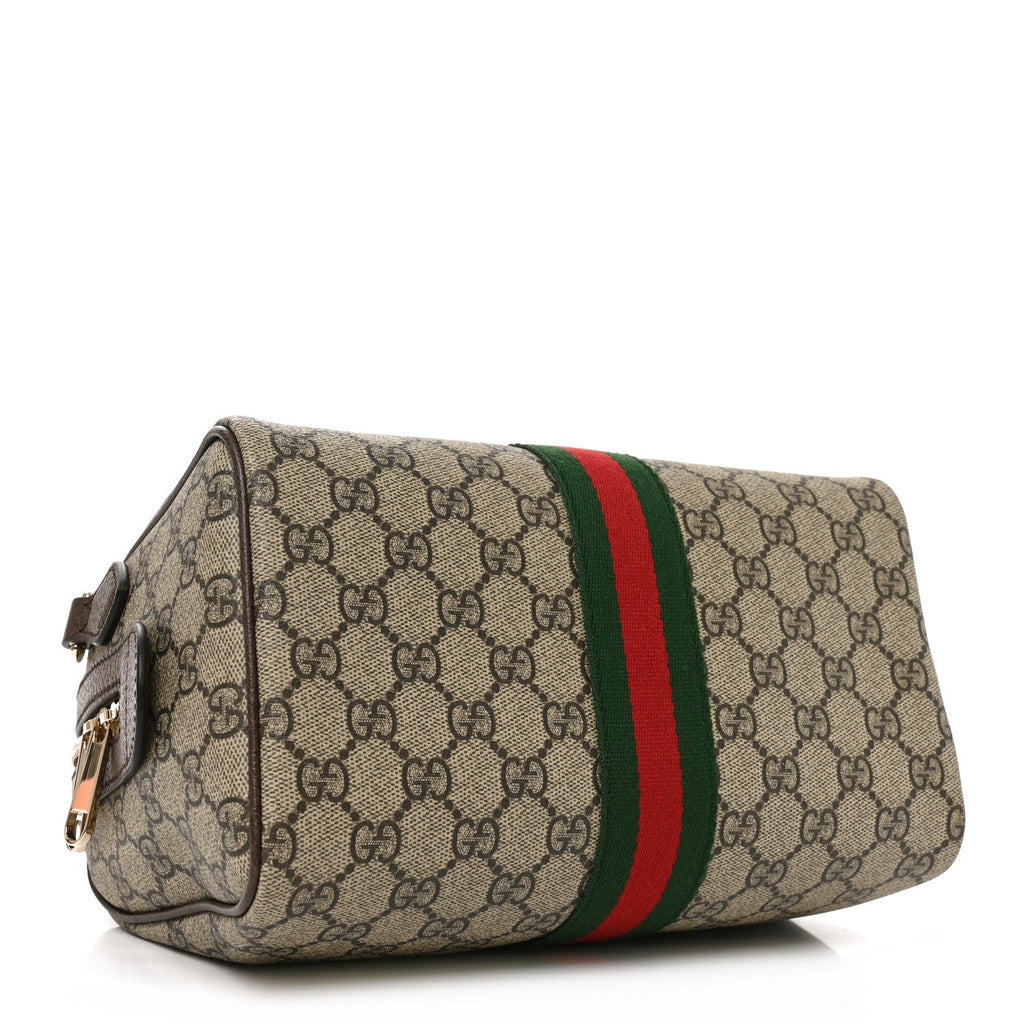 GG Supreme Monogram Web Medium Ophidia Top Handle Bag Beige Dark Brown wholesalehk.shop