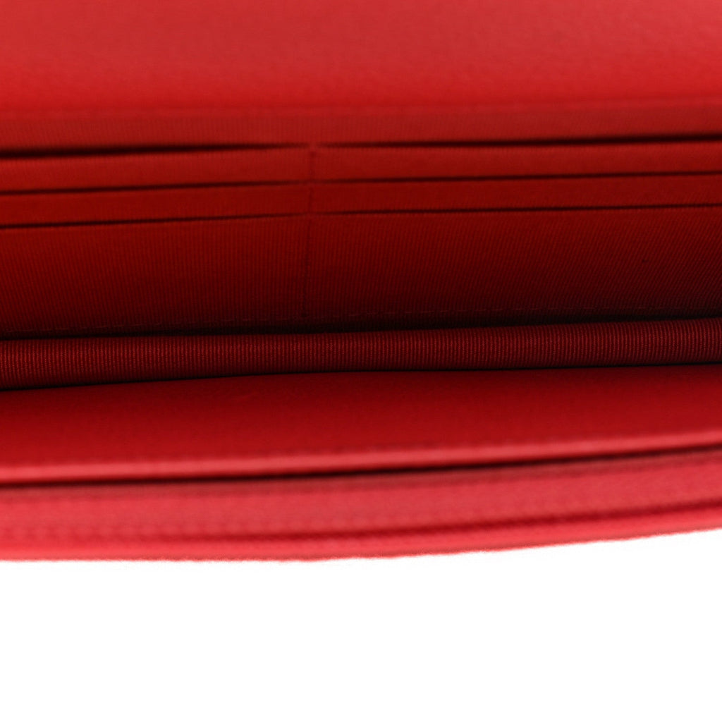Grained Calfskin Quilted CC Box Wallet On Chain WOC Pink wholesalehk.shop