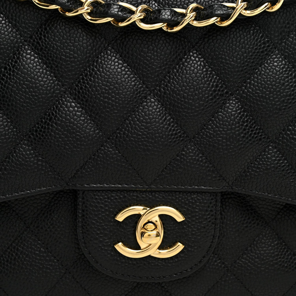 Caviar Quilted Jumbo Double Flap Black wholesalehk.shop
