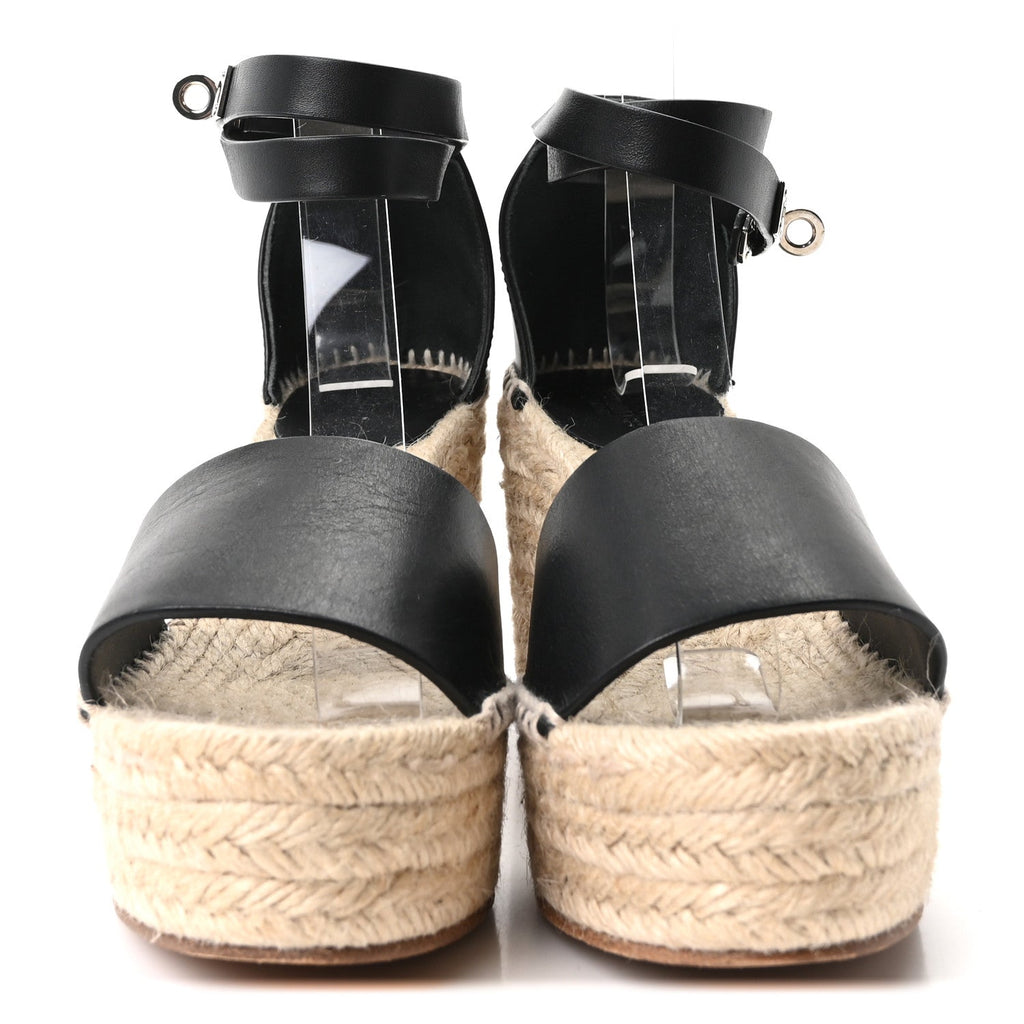 Calfskin Tipoli Espadrille Wedges 38 Black wholesalehk.shop